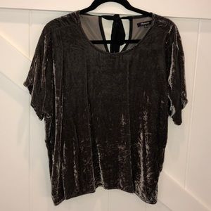 Madewell smokey grey velvet blouse